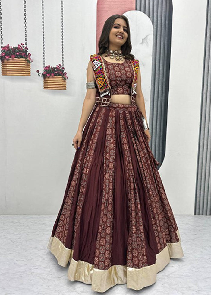 Maroon Cotton Dupatta Lehenga Set