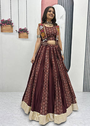 Maroon Cotton Dupatta Lehenga Set