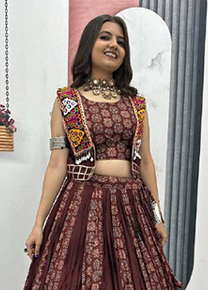 Maroon Cotton Dupatta Lehenga Set
