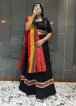Black Cotton Dupatta Lehenga Set