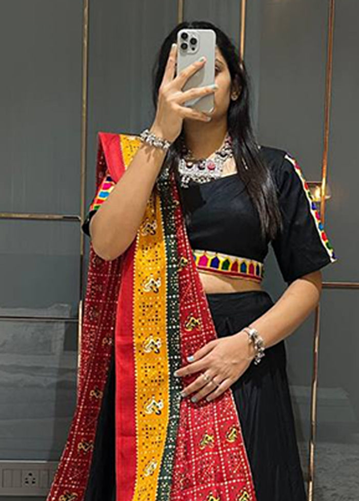 Black Cotton Dupatta Lehenga Set