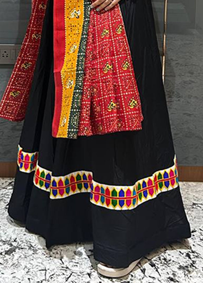 Black Cotton Dupatta Lehenga Set