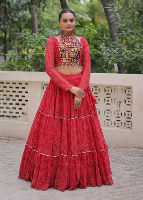 Red Georgette Lehenga & Top Set