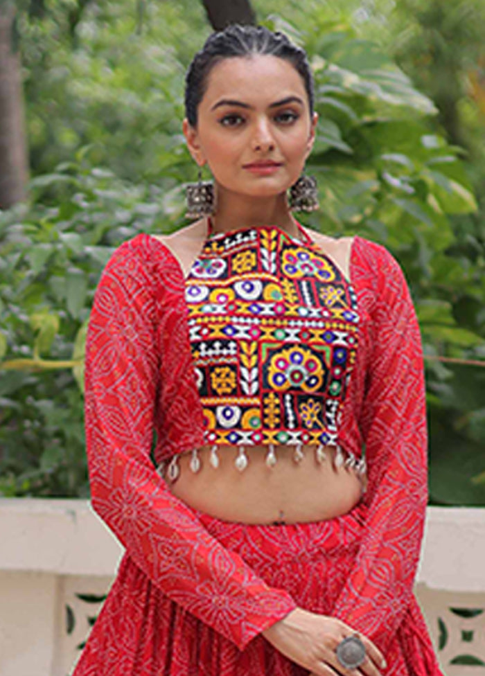 Red Georgette Lehenga & Top Set