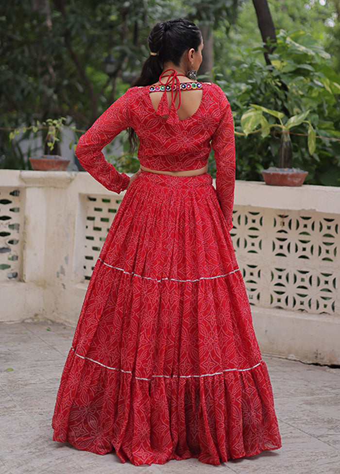 Red Georgette Lehenga & Top Set