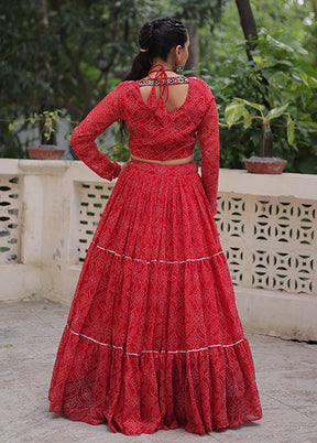 Red Georgette Lehenga & Top Set