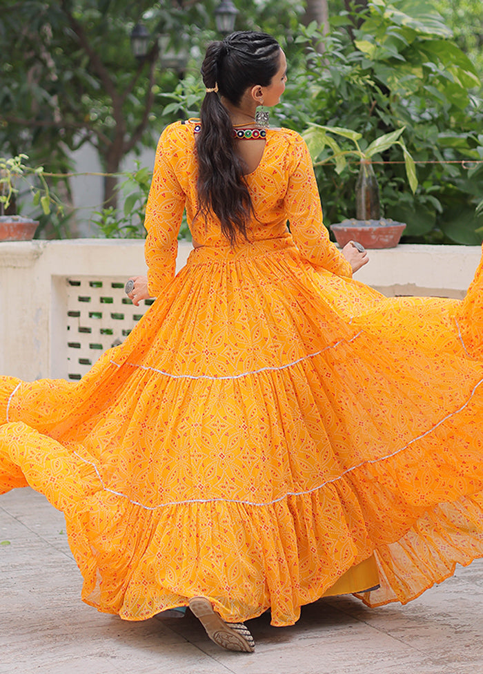 Yellow Georgette Lehenga & Top Set