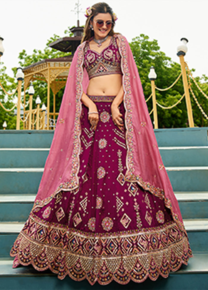 Brown Georgette Dupatta Lehenga Set