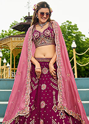 Brown Georgette Dupatta Lehenga Set