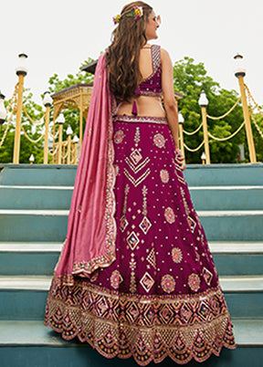 Brown Georgette Dupatta Lehenga Set