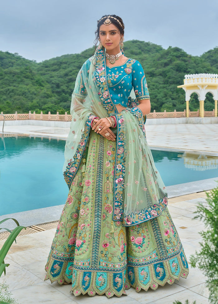 Multicolor Pure SIlk Dupatta Lehenga Set