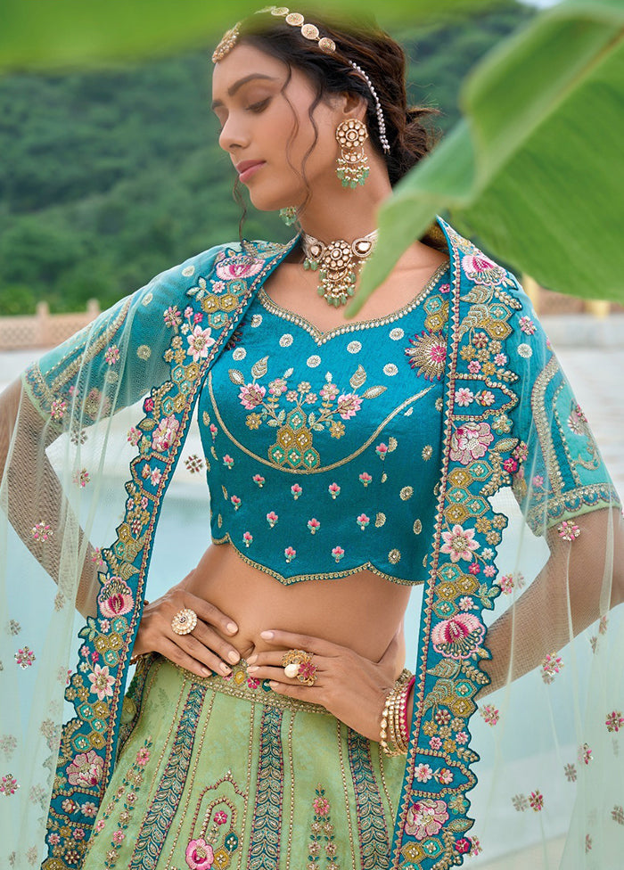 Multicolor Pure SIlk Dupatta Lehenga Set