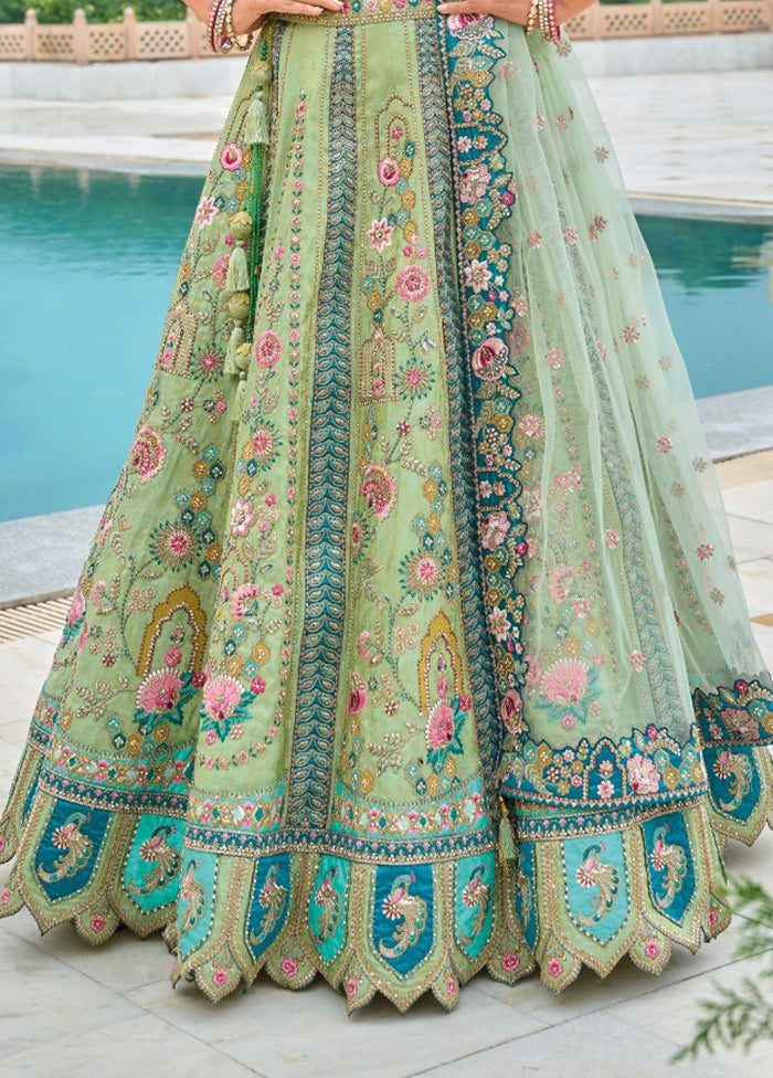 Multicolor Pure SIlk Dupatta Lehenga Set