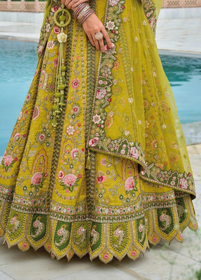Yellow Pure SIlk Dupatta Lehenga Set