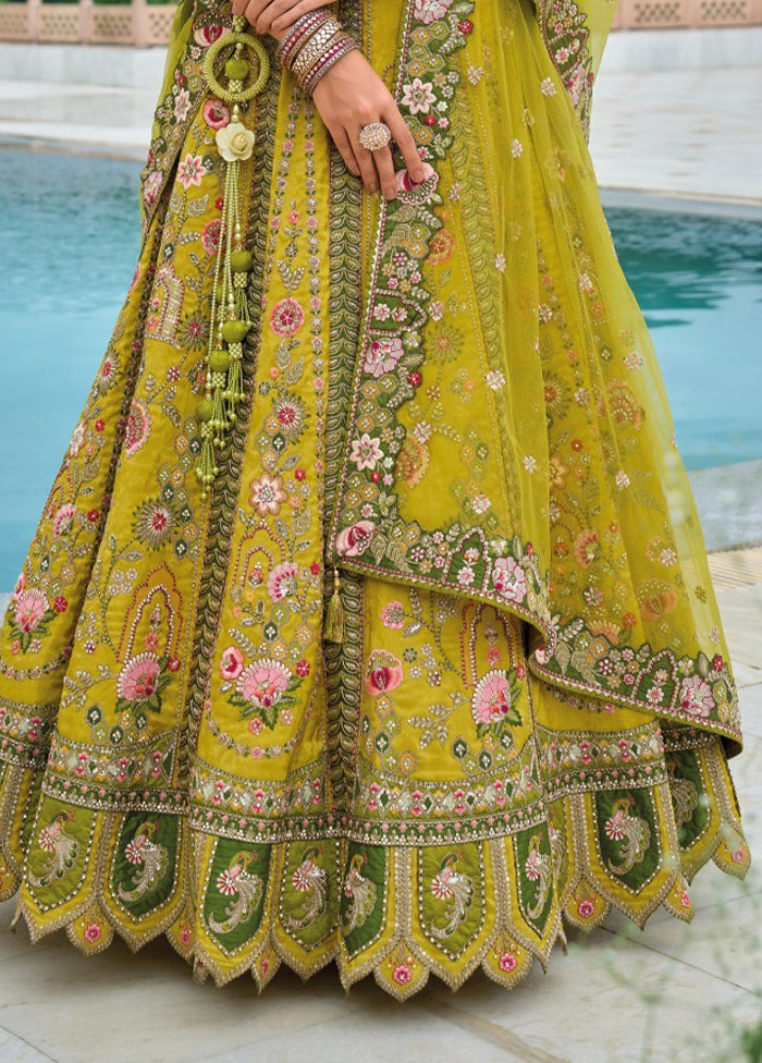 Yellow Pure SIlk Dupatta Lehenga Set