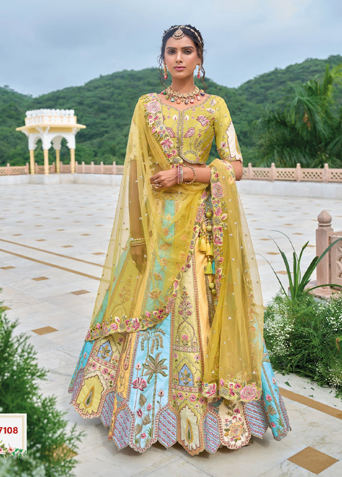Multicolor Pure SIlk Dupatta Lehenga Set