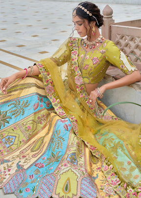 Multicolor Pure SIlk Dupatta Lehenga Set