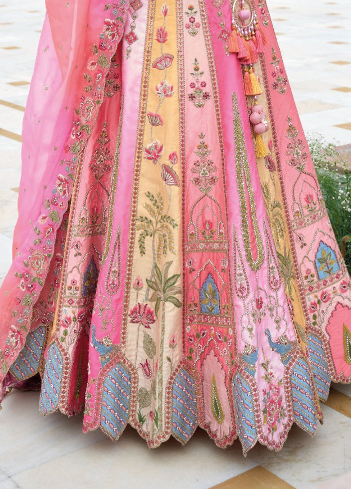 Multicolor Pure SIlk Dupatta Lehenga Set
