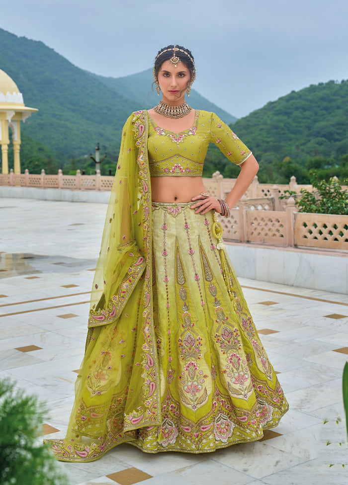 Multicolor Pure SIlk Dupatta Lehenga Set