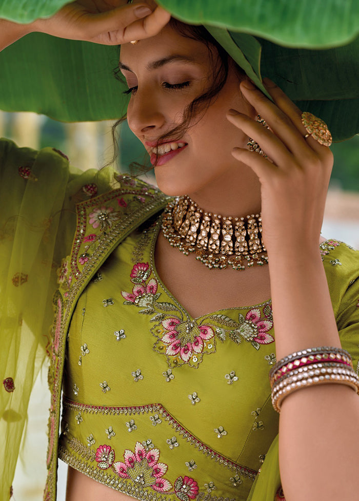 Multicolor Pure SIlk Dupatta Lehenga Set