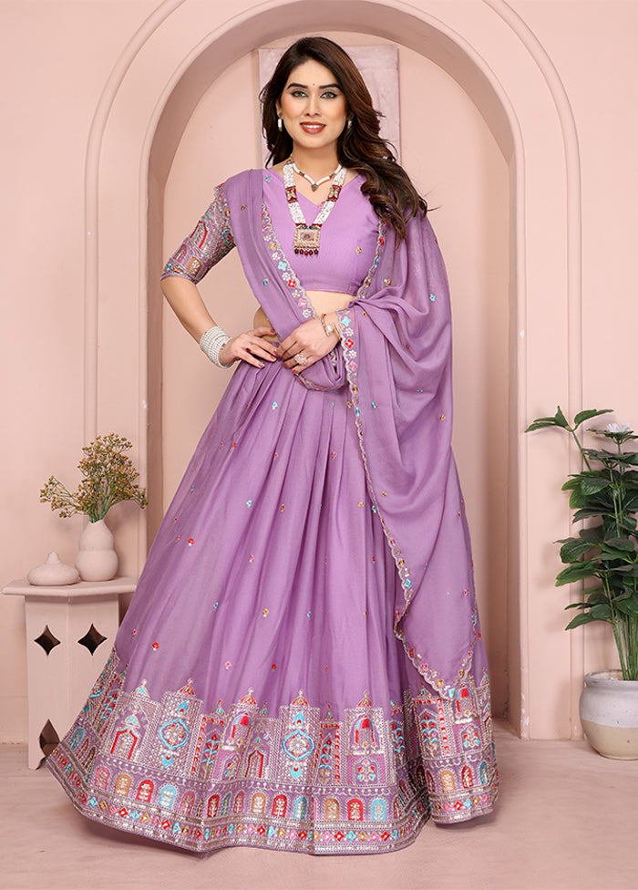 Lavender Georgette Dupatta Lehenga Set