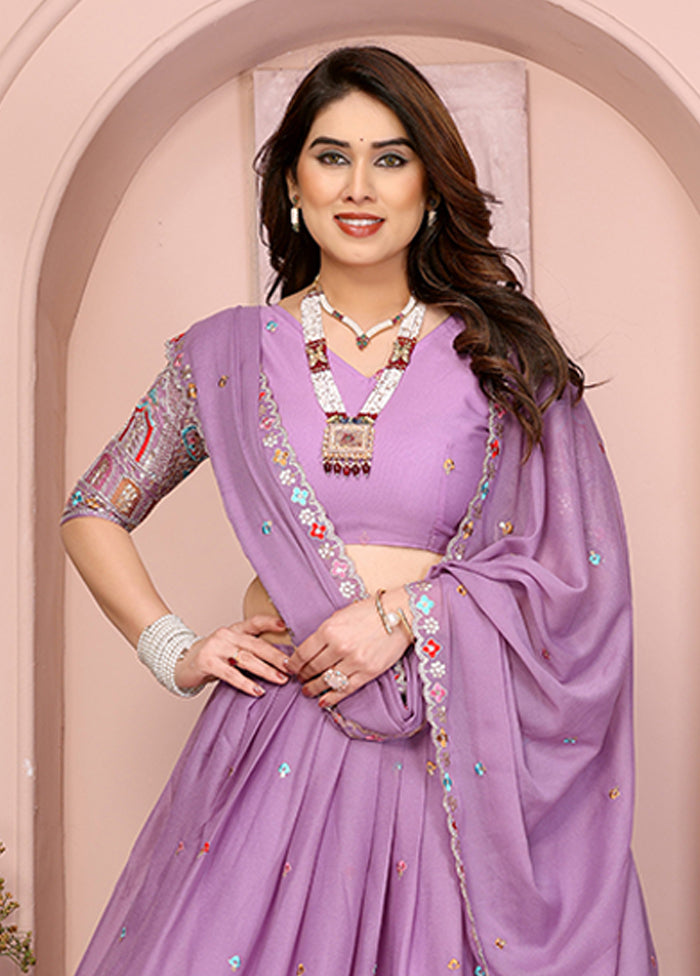 Lavender Georgette Dupatta Lehenga Set
