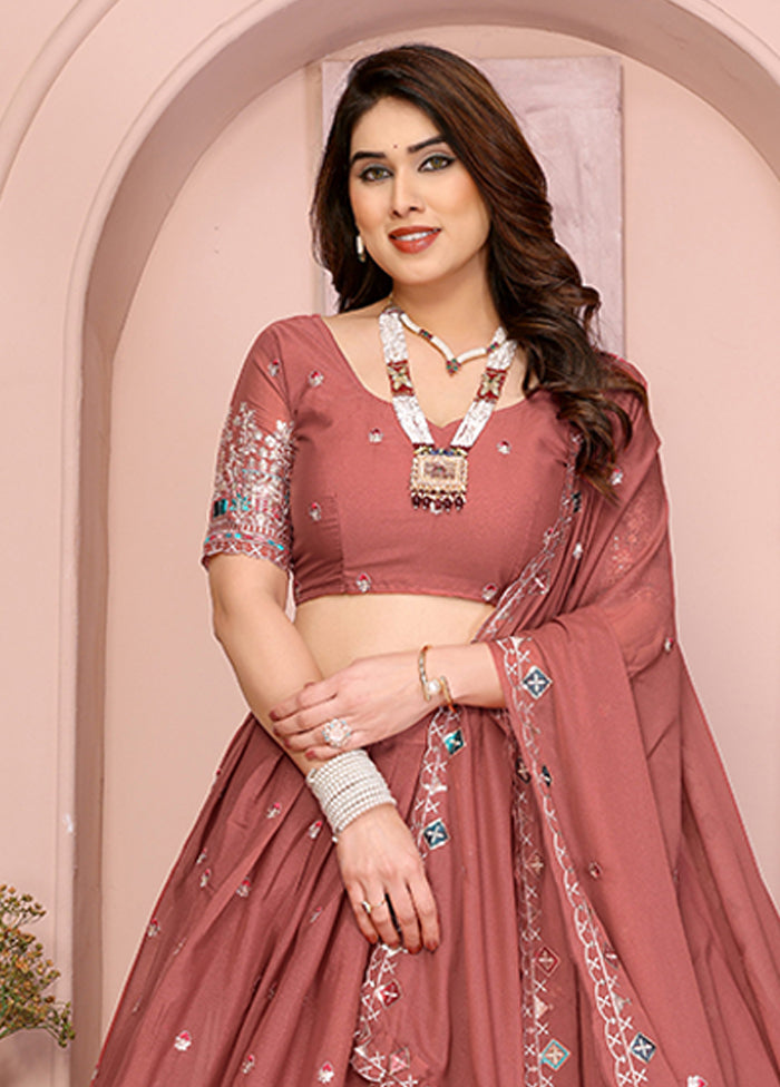 Peach Georgette Dupatta Lehenga Set