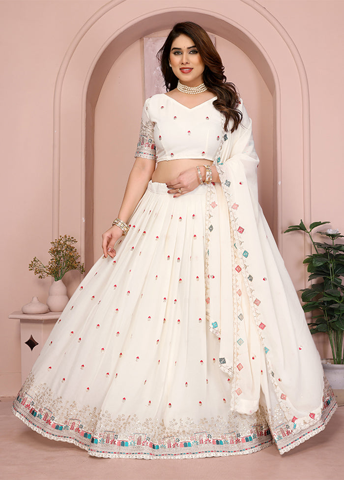White Georgette Dupatta Lehenga Set