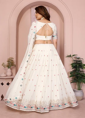 White Georgette Dupatta Lehenga Set
