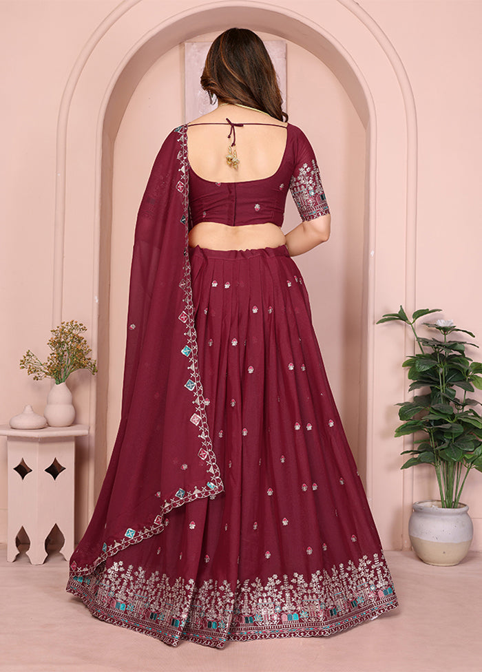 Maroon Georgette Dupatta Lehenga Set
