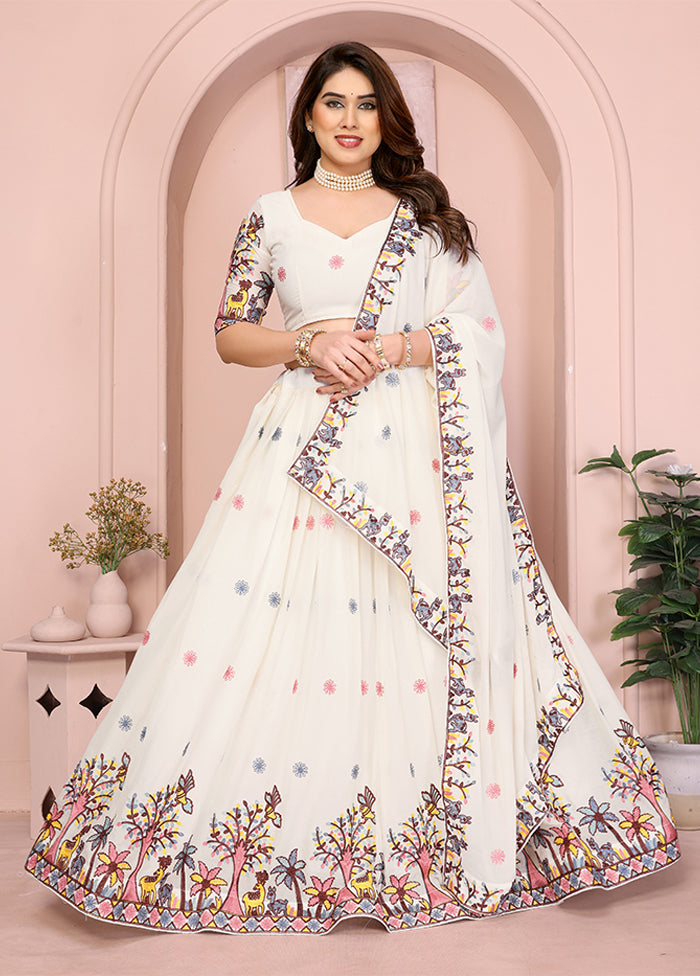 White Georgette Dupatta Lehenga Set