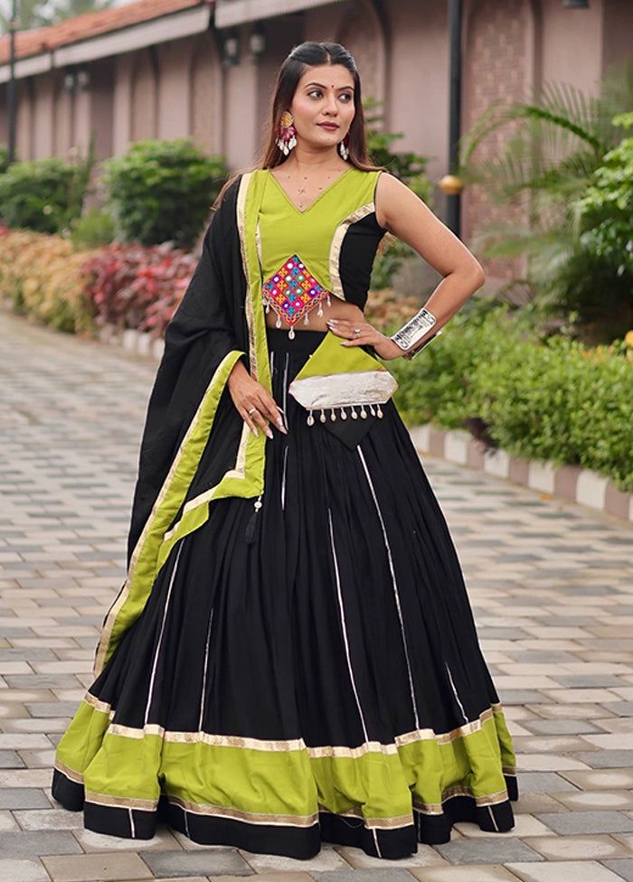 Black Cotton Dupatta Lehenga Set