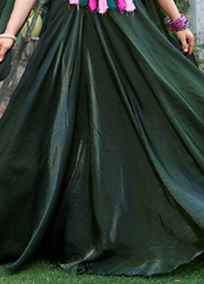 Cream Blended Silk Dupatta Lehenga Set