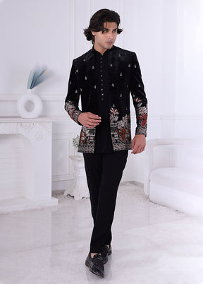 Black Velvet 2 Pc Indo Western Set