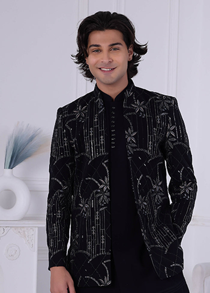 Blue Pure Silk 2 Pc Indo Western Set