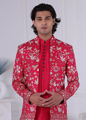 Pink Pure Silk 2 Pc Indo Western Set