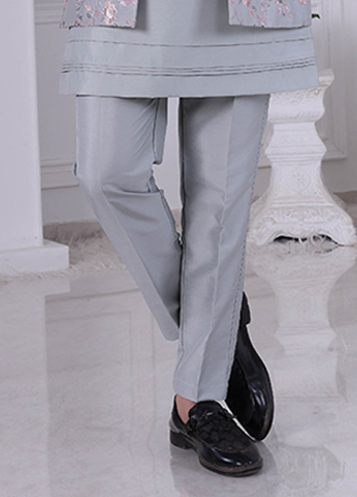 Grey Pure Silk 2 Pc Indo Western Set