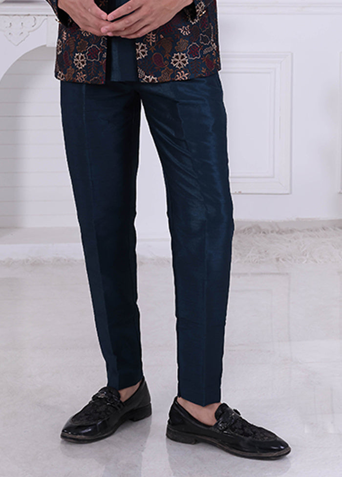 Blue Pure Silk 2 Pc Indo Western Set