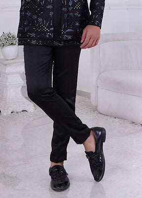 Black Pure Silk 2 Pc Indo Western Set