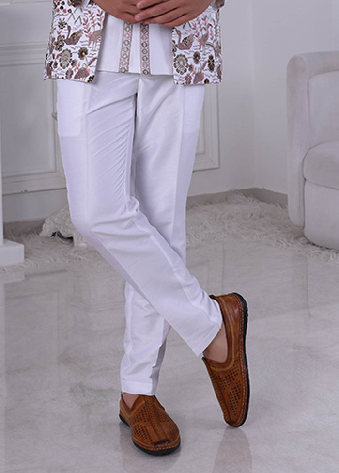 White Pure Silk 2 Pc Indo Western Set