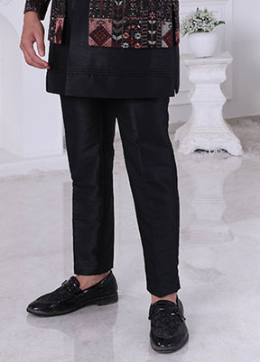 Black Pure Silk 2 Pc Indo Western Set