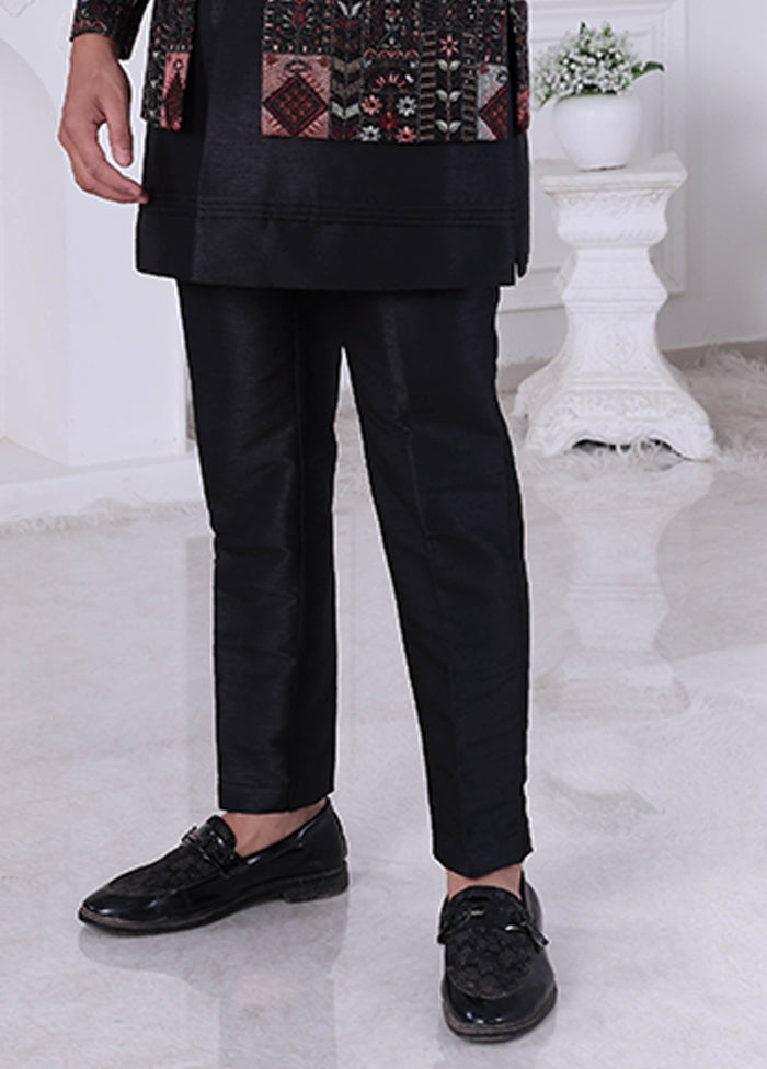 Black Pure Silk 2 Pc Indo Western Set