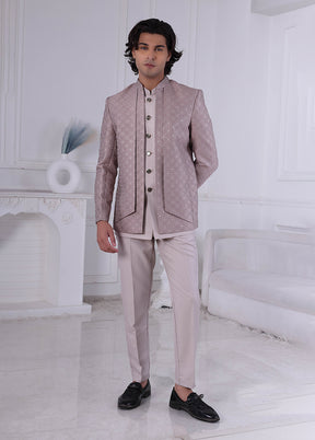 Brown Pure Silk 2 Pc Indo Western Set