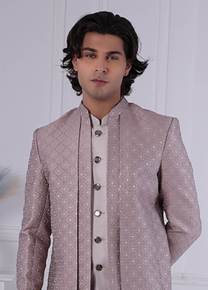 Brown Pure Silk 2 Pc Indo Western Set