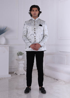 Grey Pure Silk 2 Pc Indo Western Set