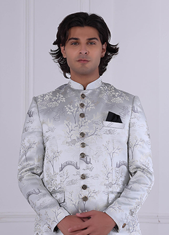 Grey Pure Silk 2 Pc Indo Western Set