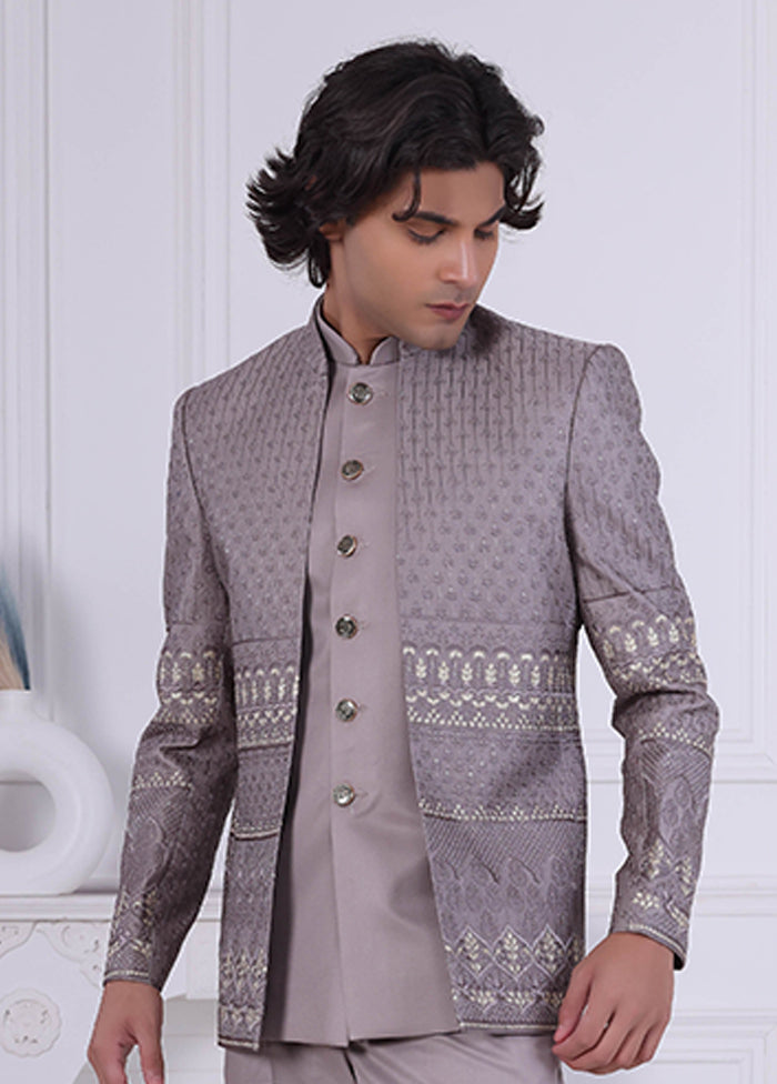 Brown Pure Silk 2 Pc Indo Western Set