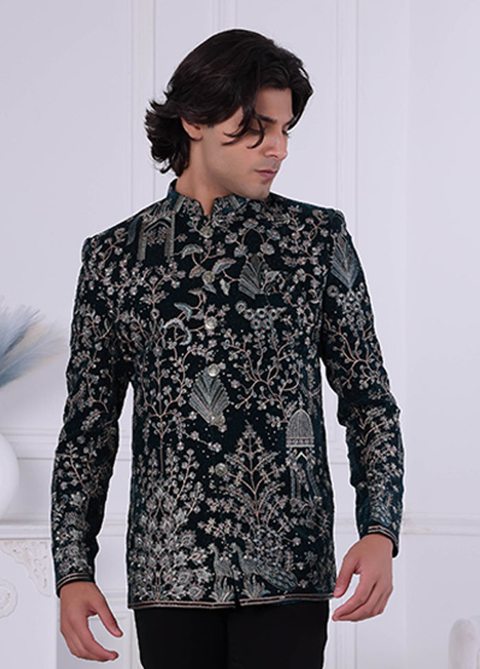 Green Velvet 2 Pc Indo Western Set