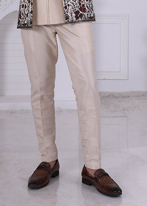 Cream Pure Silk 2 Pc Indo Western Set