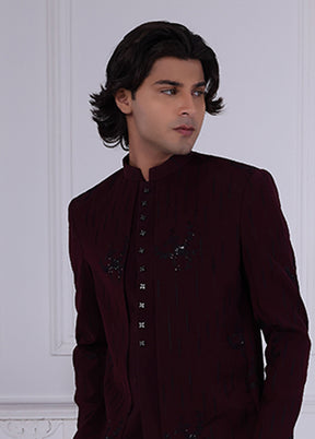 Maroon Pure Silk 2 Pc Indo Western Set